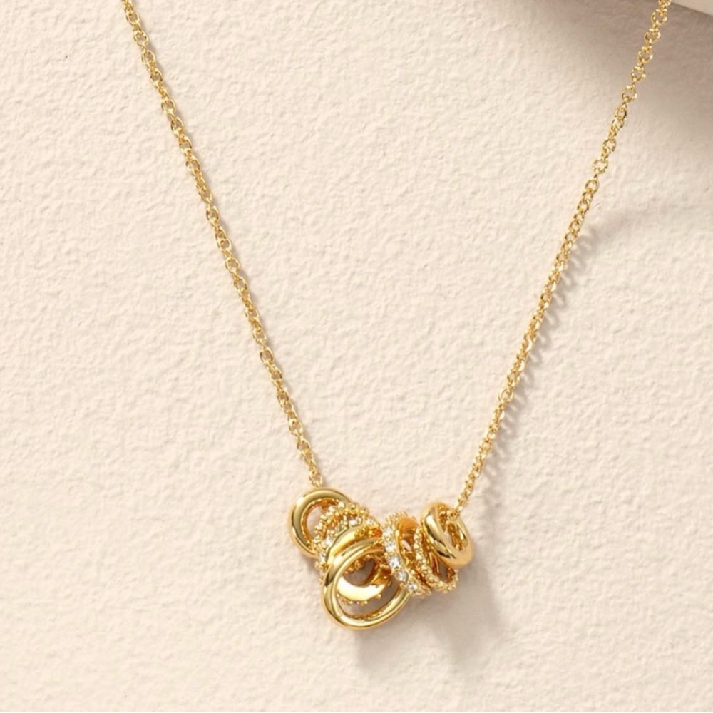 Stella & Dot Loretta Gold Necklace with Intertwined Rings